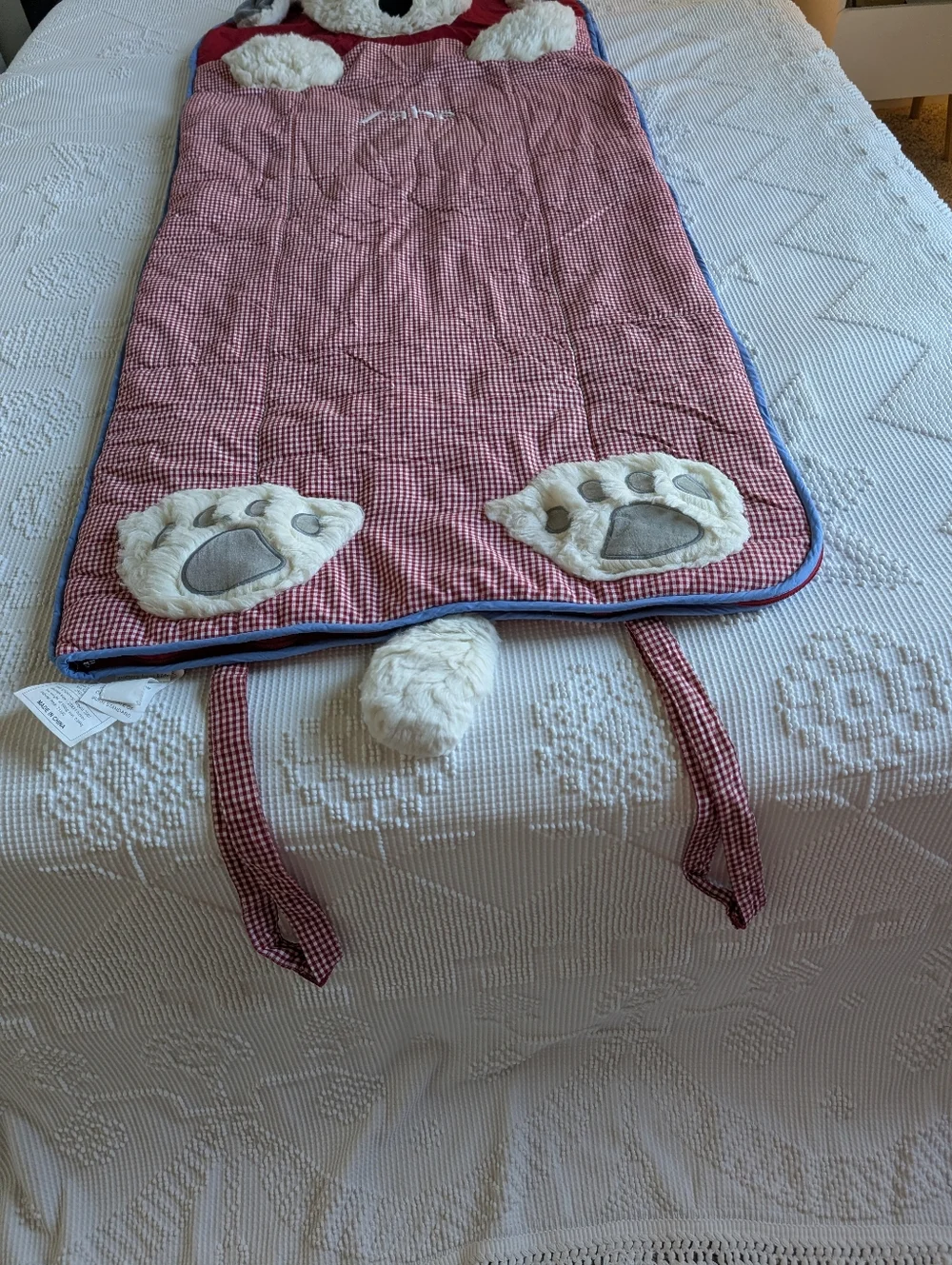 Pottery Barn Kids Sleeping Bag Red Check Gingham Plush Size 71